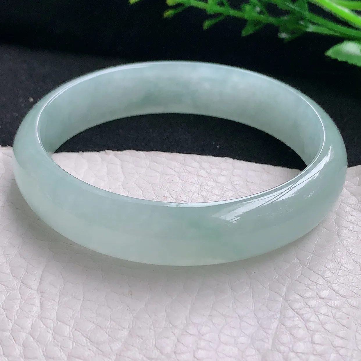 jm自然光58*13*6.5平安镯 天然缅甸翡翠a货冰晴宽边珠宝玉手镯