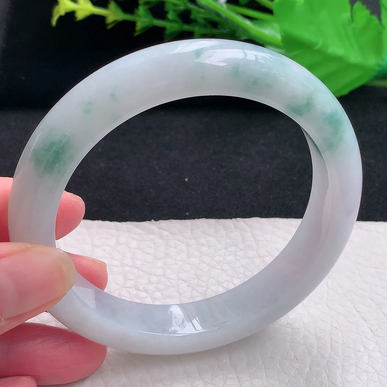 ss大圈口62*.5*12.5*9.5平安镯 天然缅甸翡翠a货飘花厚装宽边珠宝玉手镯