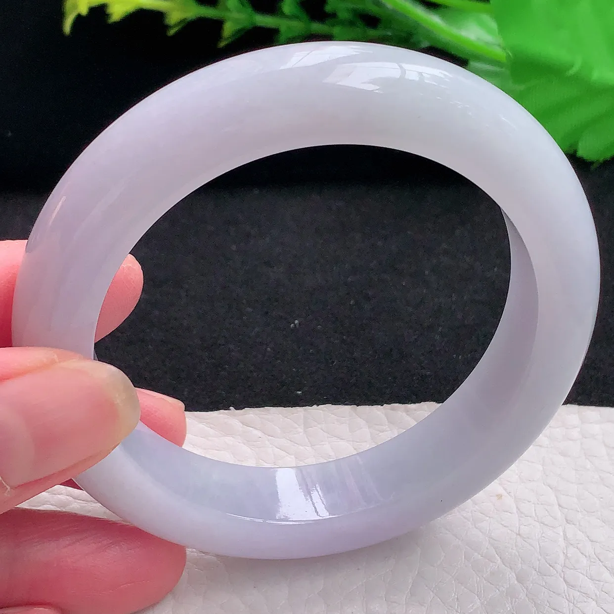 ss自然光56*12.5*9.5平安镯 天然缅甸翡翠a货淡紫厚装宽边珠宝玉手镯