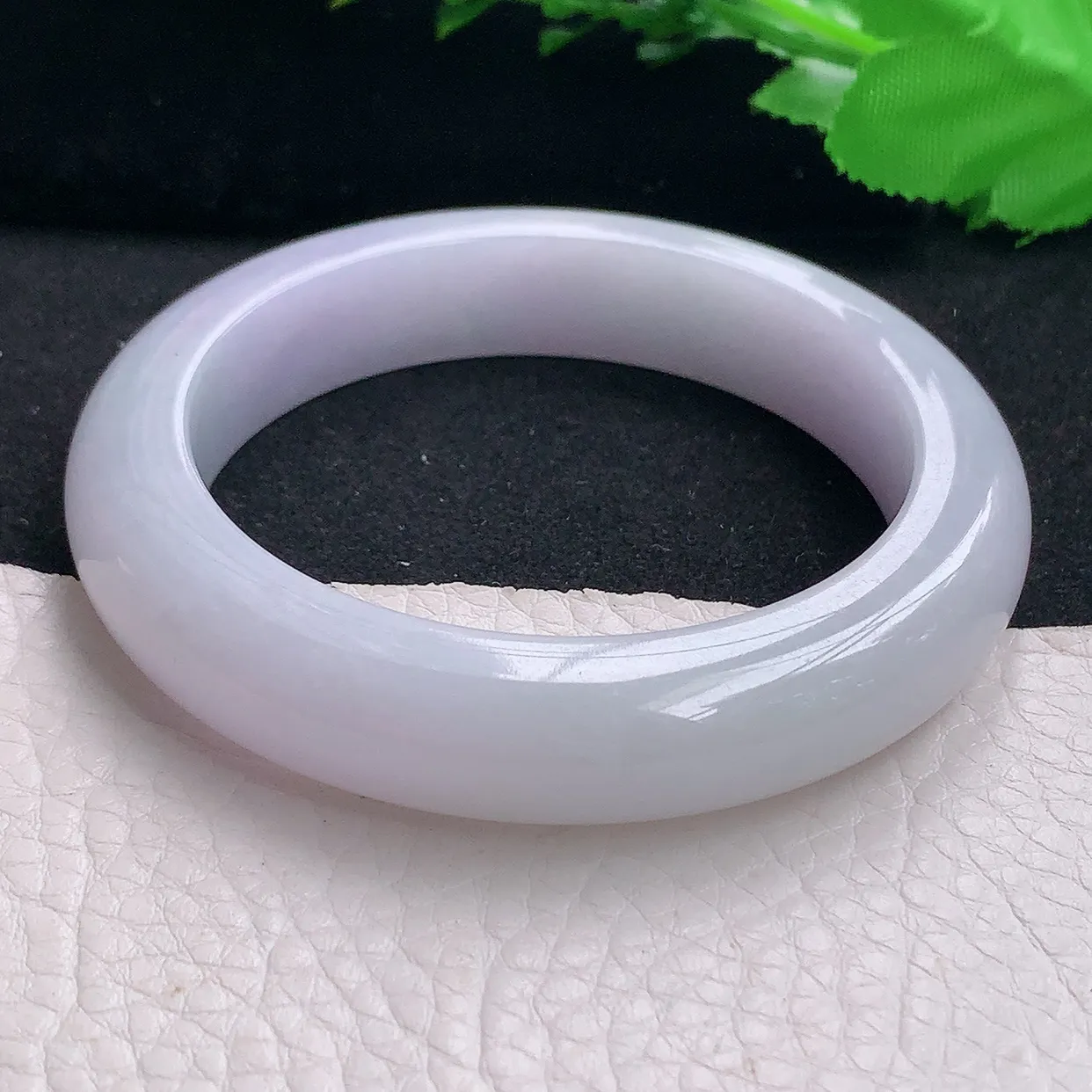 ss自然光56*12.5*9.5平安镯 天然缅甸翡翠a货淡紫厚装宽边珠宝玉手镯