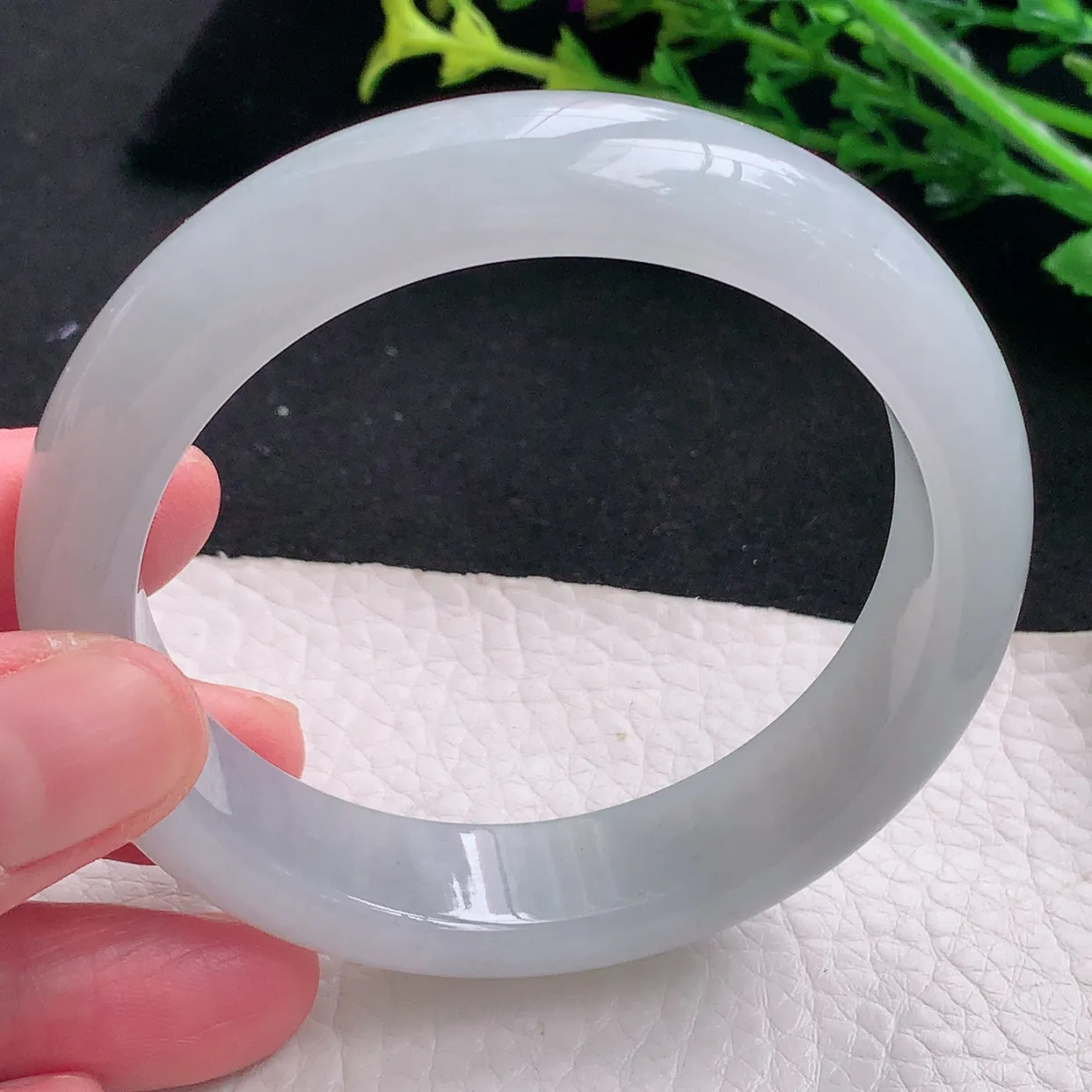 hy自然光57*13.5*8.3平安镯 天然缅甸翡翠a货冰胶纯美宽边珠宝玉手镯