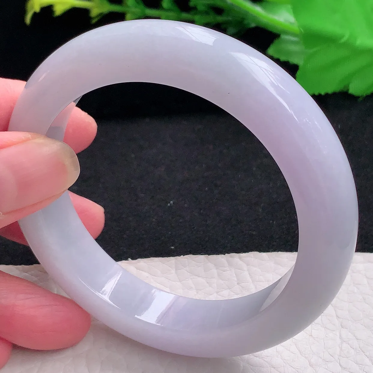 ss自然光56*12.5*9.5平安镯 天然缅甸翡翠a货淡紫厚装宽边珠宝玉手镯