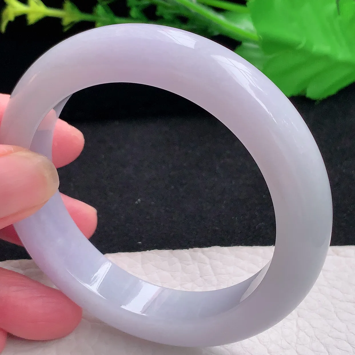 ss自然光56*12.5*9.5平安镯 天然缅甸翡翠a货淡紫厚装宽边珠宝玉手镯