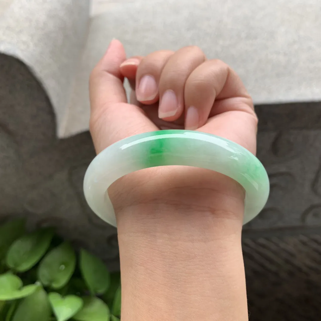 圈口 56.6-12-9.1【飘阳绿正圈手镯】正圈56 57可戴
