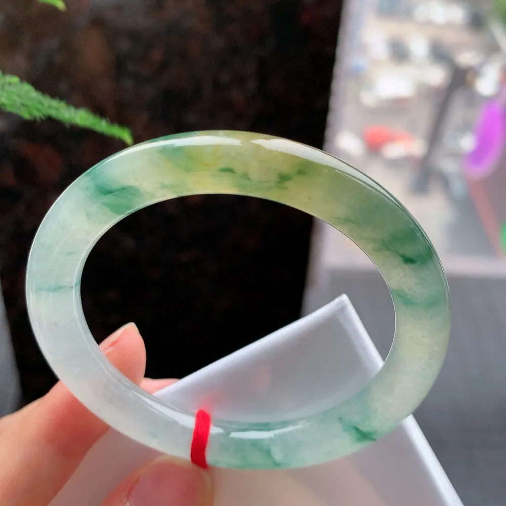 圆条高冰黄翡飘花 无瑕 尺寸:51.1/8.5/8.1 种色俱佳