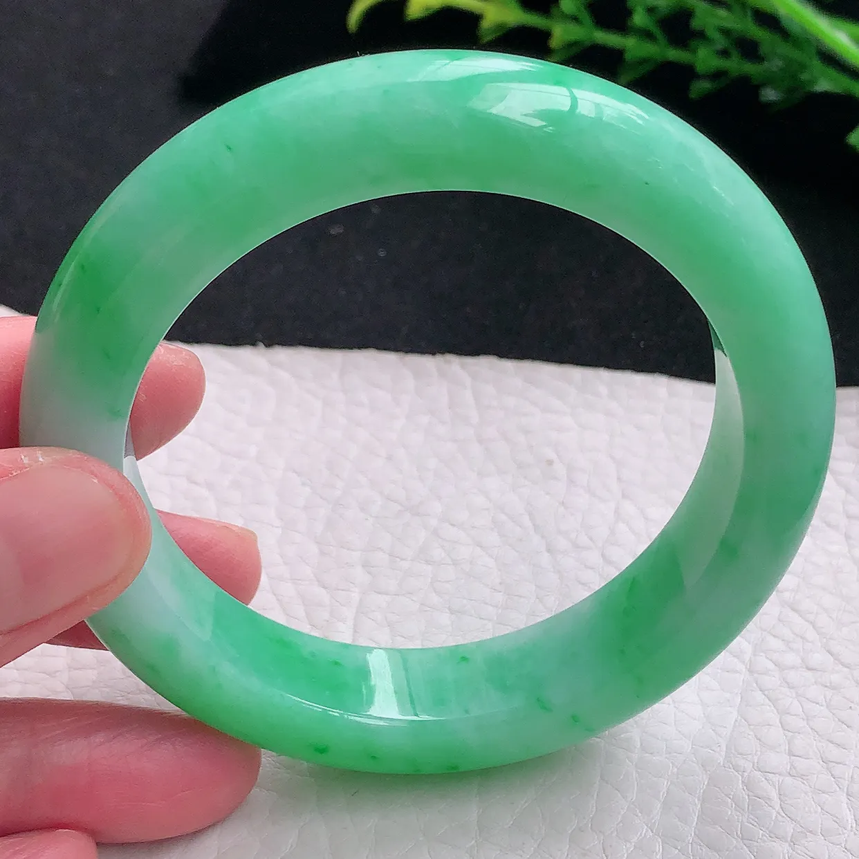 jm自然光57.5*13.5*9.6平安镯 天然缅甸翡翠a货阳绿大气宽边珠宝玉手镯