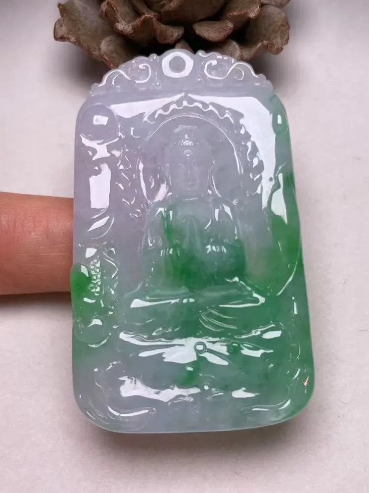 冰糯种飘绿【大日如来】吊坠，种水好，玉质细腻 ，卖相好