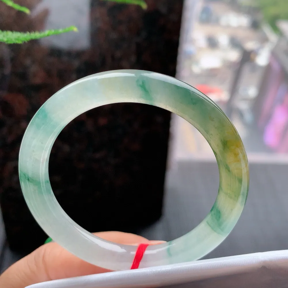 圆条高冰黄翡飘花 无瑕 尺寸:51.1/8.5/8.1 种色俱佳