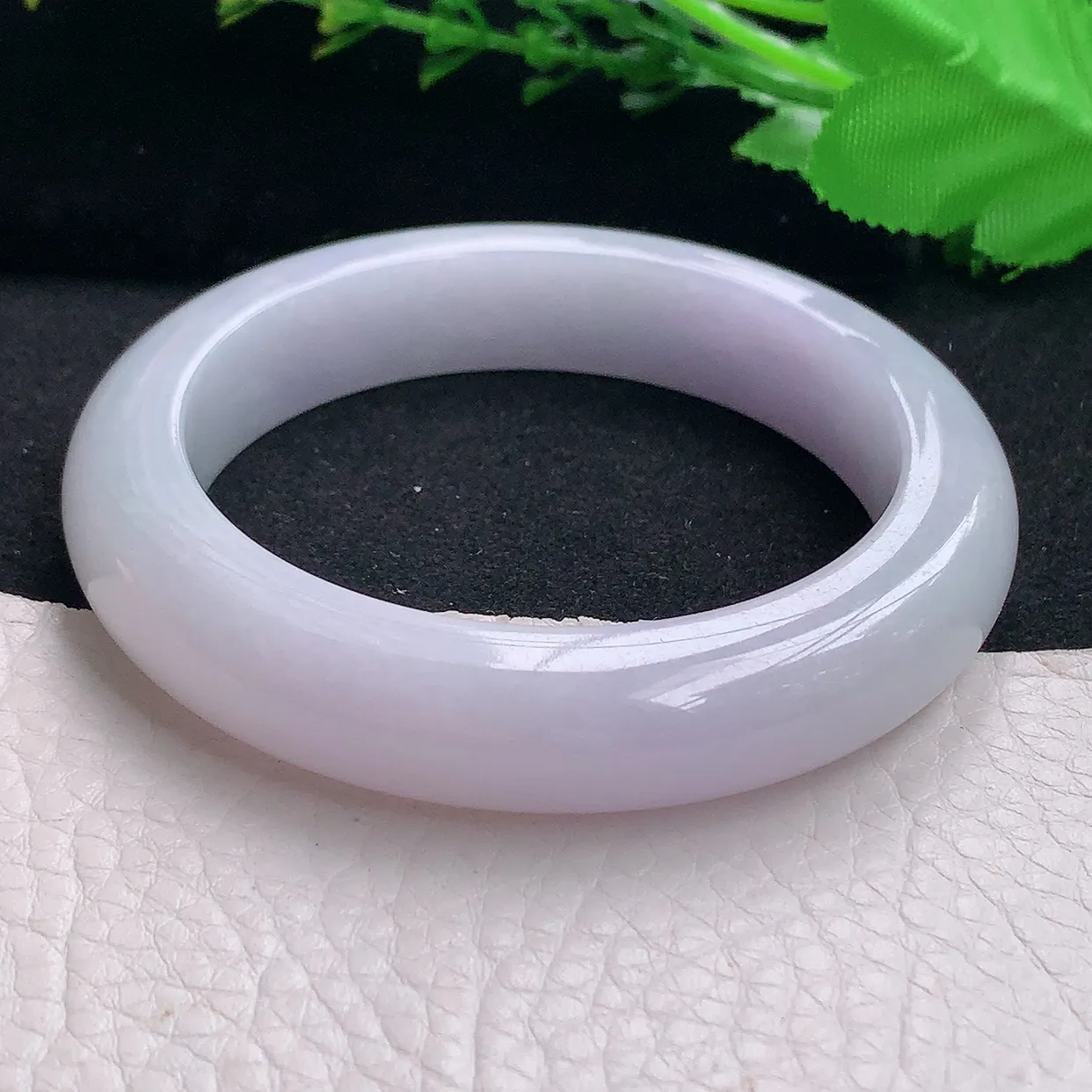 ss自然光56*12.5*9.5平安镯 天然缅甸翡翠a货淡紫厚装宽边珠宝玉手镯