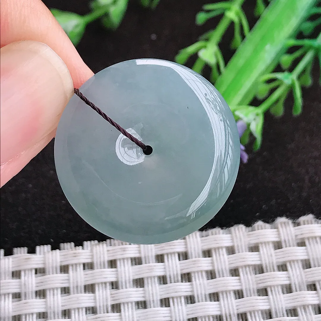 自然光25.8/5老坑冰胶水灵平安扣吊坠翡翠玉扣挂件