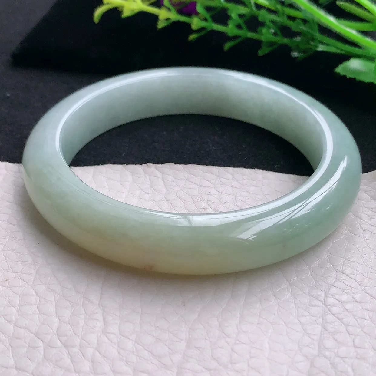 ss大圈口61.5*12.5*9.6平安镯 天然缅甸翡翠a货双彩大气宽边珠宝玉手镯