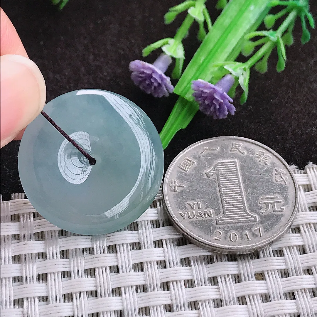 自然光25.8/5老坑冰胶水灵平安扣吊坠翡翠玉扣挂件