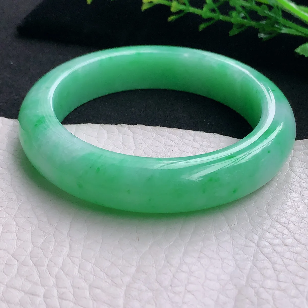 jm自然光57.5*13.5*9.6平安镯 天然缅甸翡翠a货阳绿大气宽边珠宝玉手镯