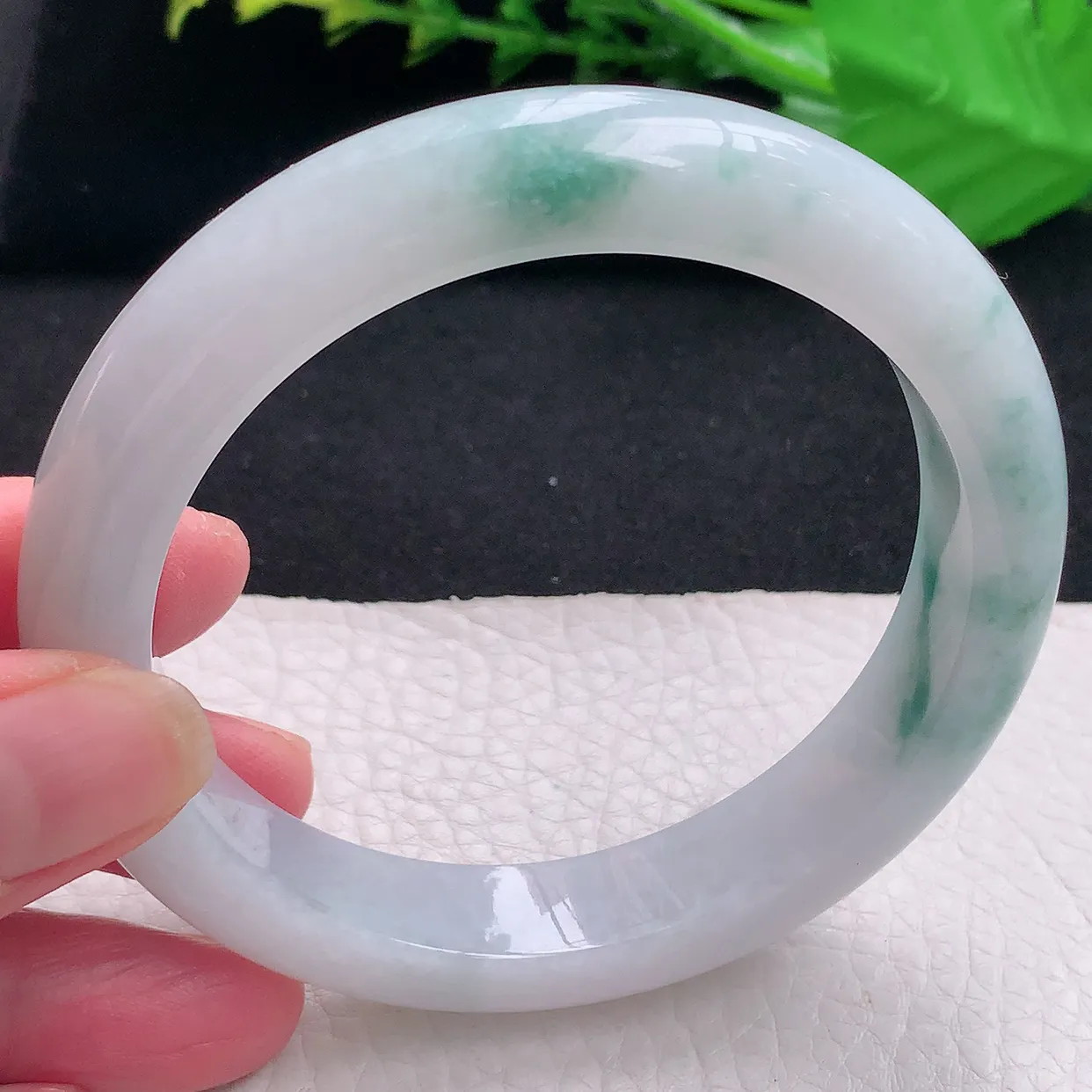 ss大圈口62*.5*12.5*9.5平安镯 天然缅甸翡翠a货飘花厚装宽边珠宝玉手镯