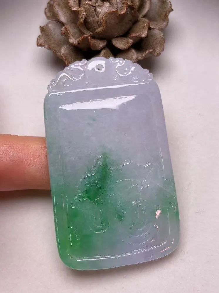冰糯种飘绿【大日如来】吊坠，种水好，玉质细腻 ，卖相好