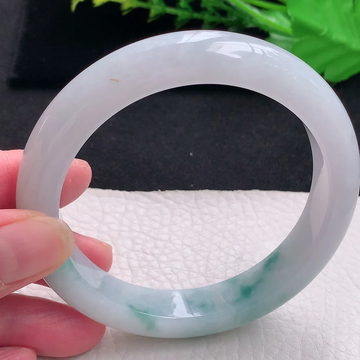 ss大圈口62*.5*12.5*9.5平安镯 天然缅甸翡翠a货飘花厚装宽边珠宝玉手镯