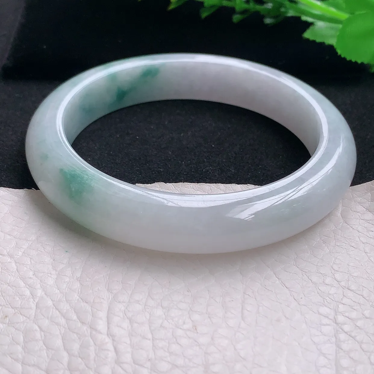 ss大圈口62*.5*12.5*9.5平安镯 天然缅甸翡翠a货飘花厚装宽边珠宝玉手镯