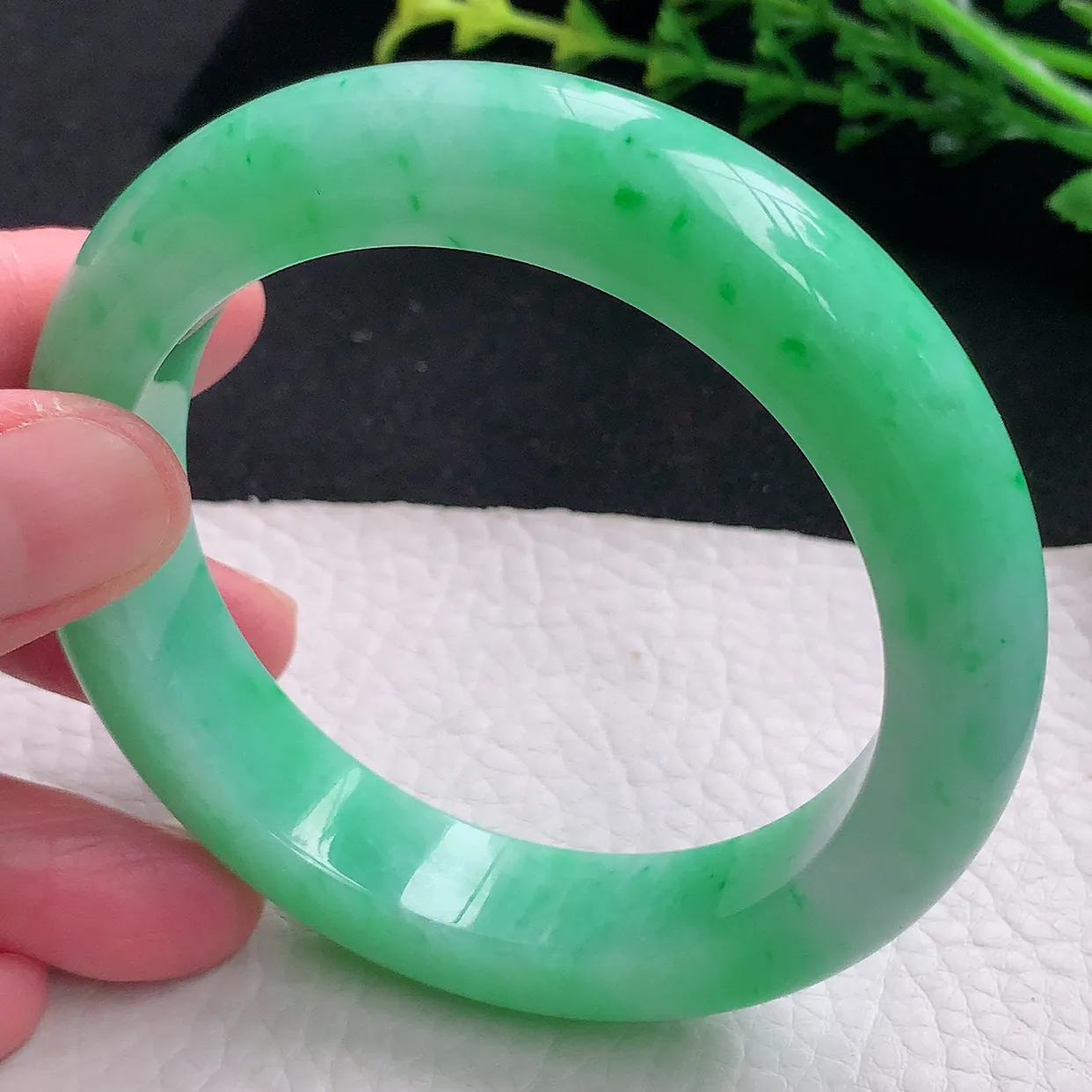 jm自然光57.5*13.5*9.6平安镯 天然缅甸翡翠a货阳绿大气宽边珠宝玉手镯