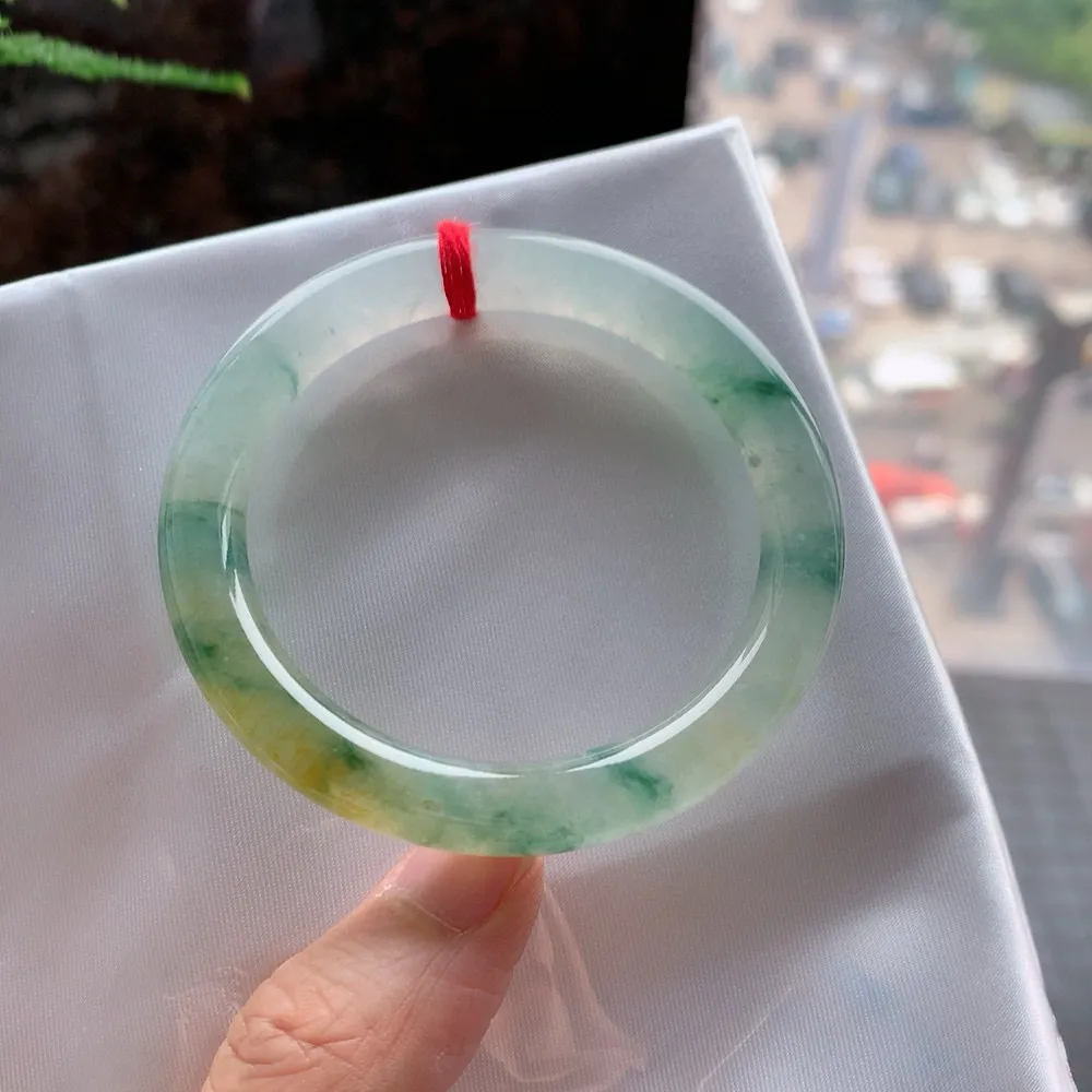 圆条高冰黄翡飘花 无瑕 尺寸:51.1/8.5/8.1 种色俱佳