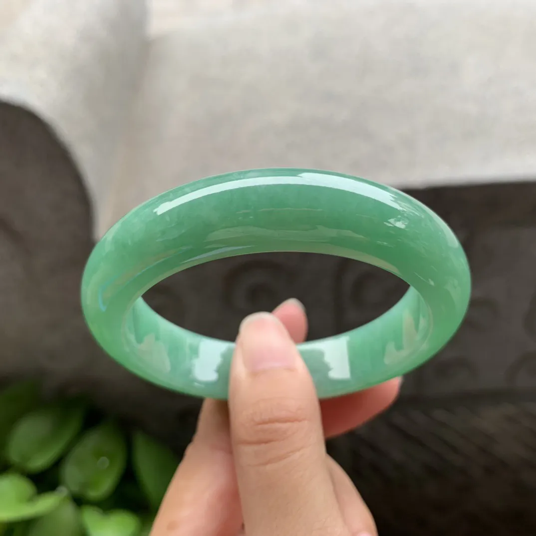 圈口 54.3-13.1-8.8 【满绿正圈手镯】正圈54 55可戴