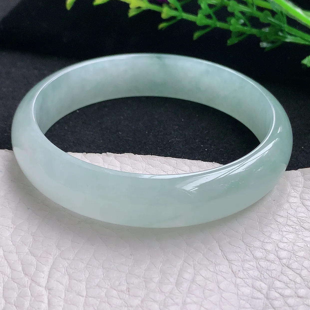 jm自然光58*13*6.5平安镯 天然缅甸翡翠a货冰晴宽边珠宝玉手镯