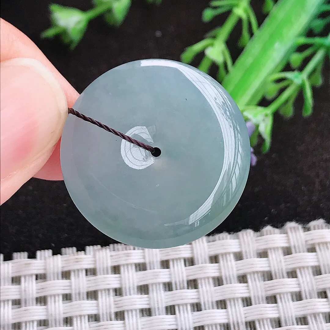 自然光25.8/5老坑冰胶水灵平安扣吊坠翡翠玉扣挂件