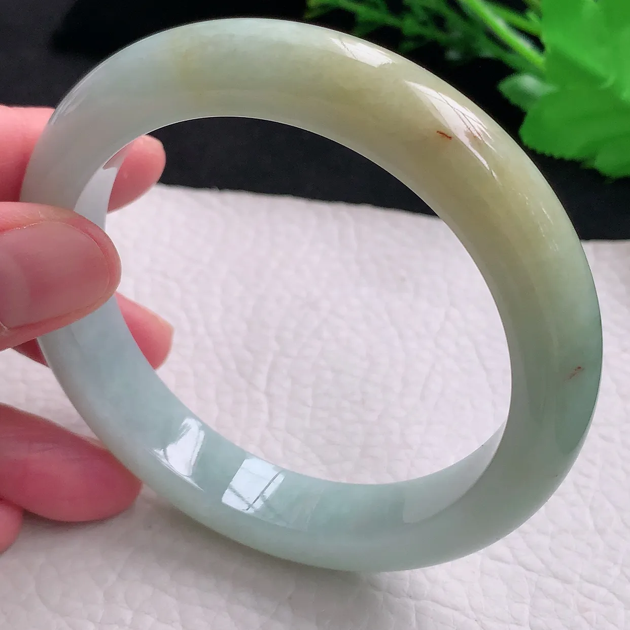 ss大圈口61.5*12.5*9.6平安镯 天然缅甸翡翠a货双彩大气宽边珠宝玉手镯