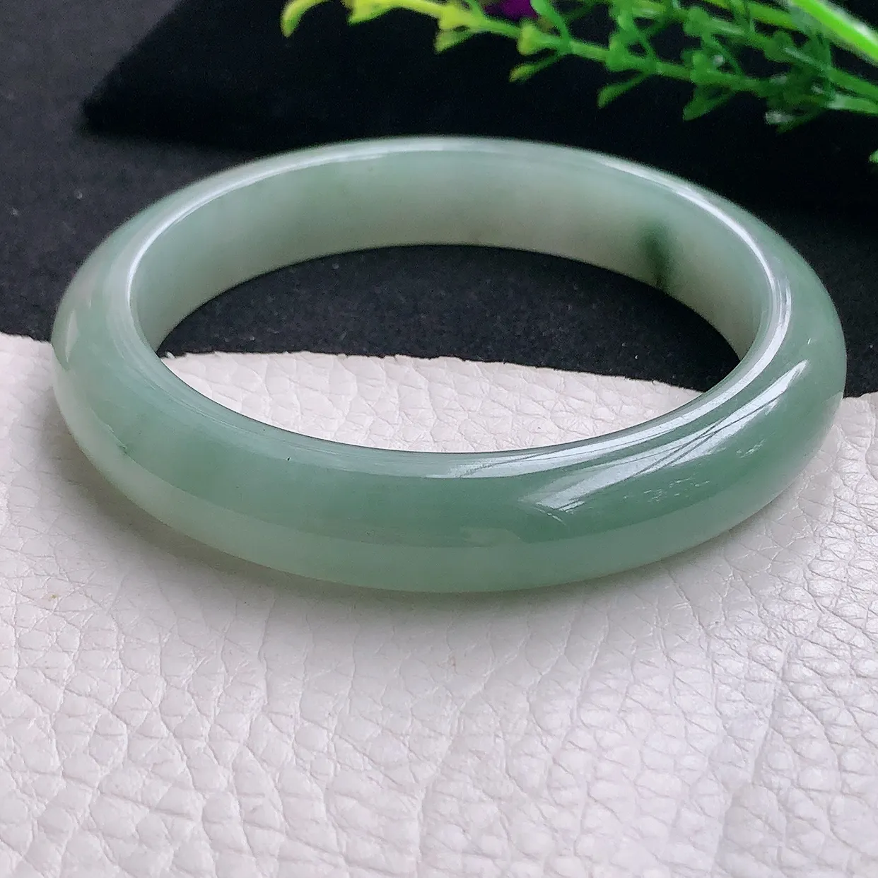 ss大圈口62.3*12.5*9平安镯 天然缅甸翡翠a货冰胶大气珠宝玉手镯