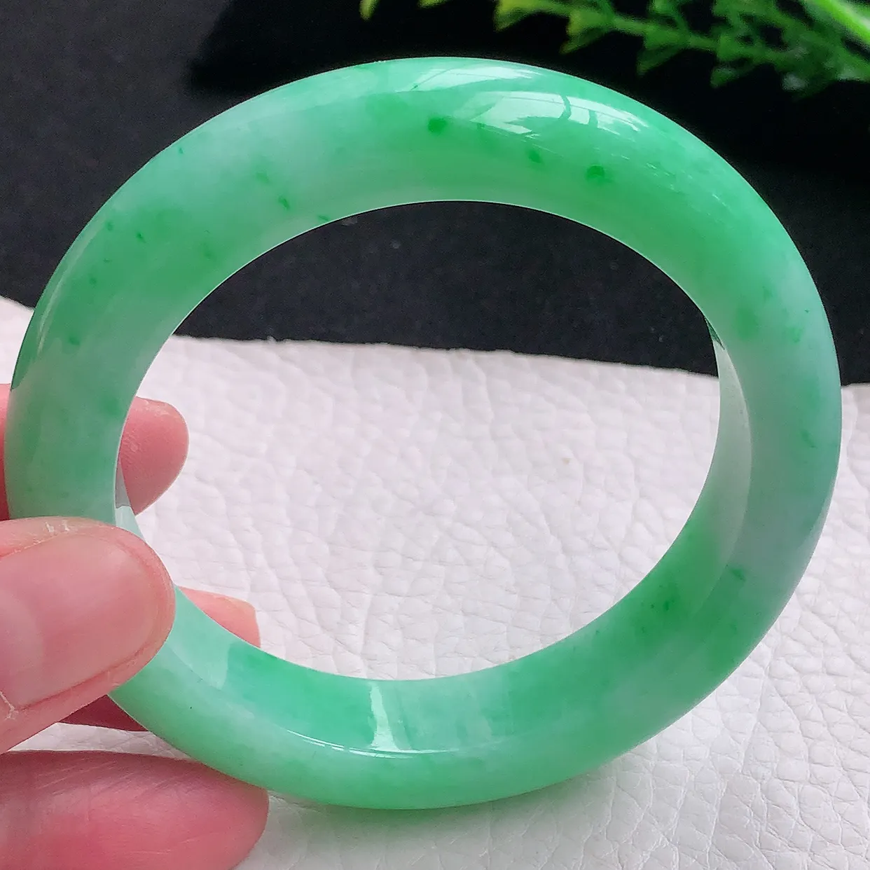 jm自然光57.5*13.5*9.6平安镯 天然缅甸翡翠a货阳绿大气宽边珠宝玉手镯