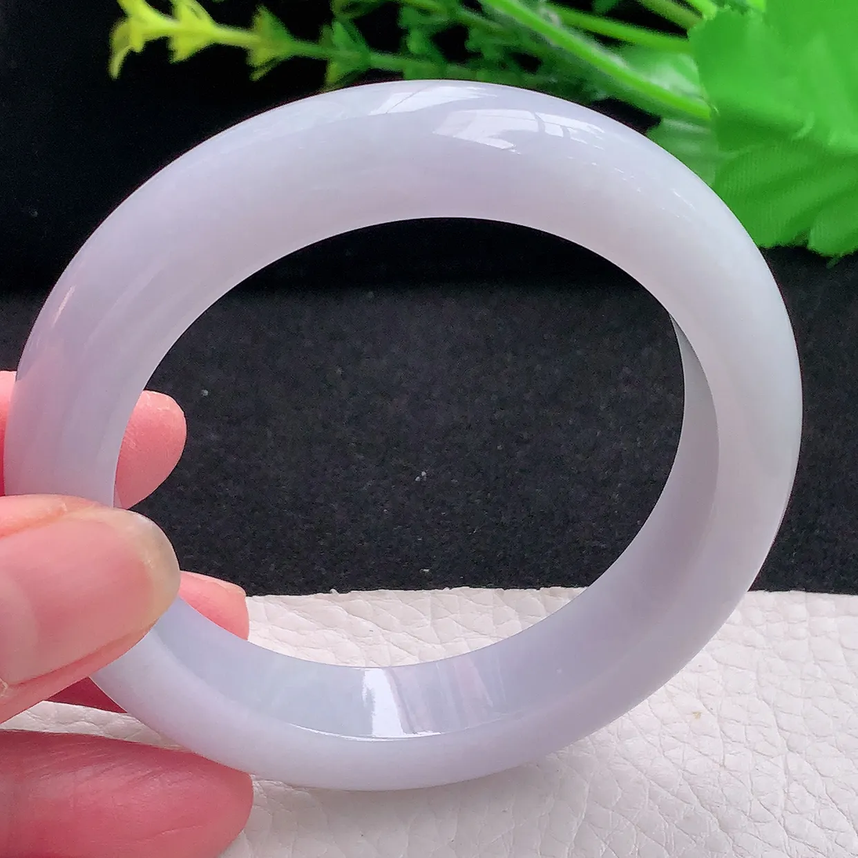 ss自然光56*12.5*9.5平安镯 天然缅甸翡翠a货淡紫厚装宽边珠宝玉手镯