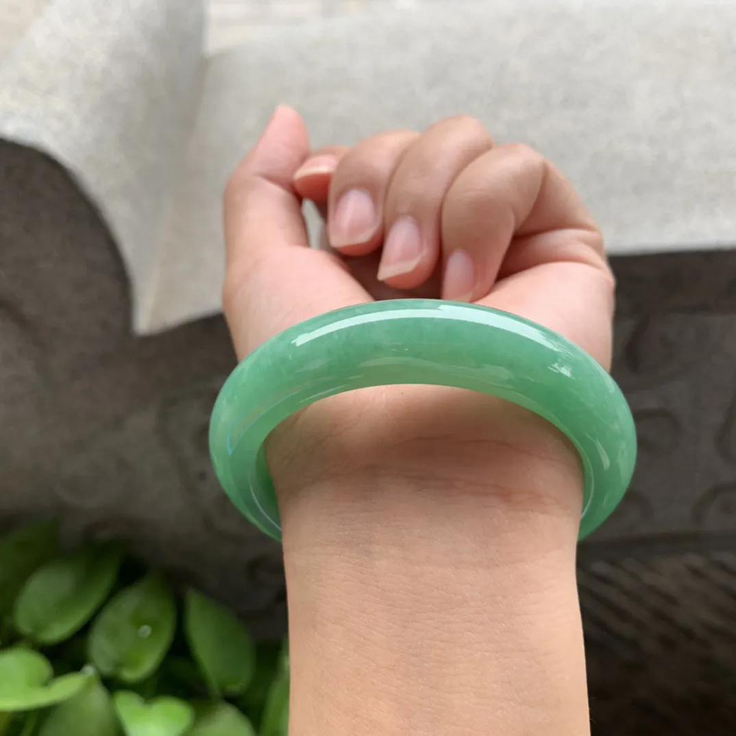圈口 54.3-13.1-8.8 【满绿正圈手镯】正圈54 55可戴