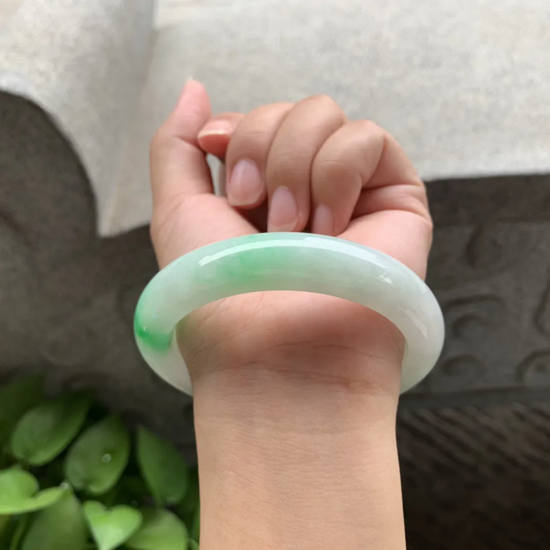 圈口 56.6-12-9.1【飘阳绿正圈手镯】正圈56 57可戴