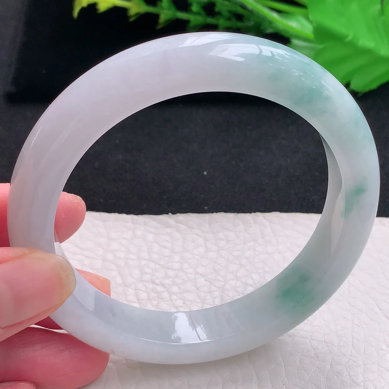 ss大圈口62*.5*12.5*9.5平安镯 天然缅甸翡翠a货飘花厚装宽边珠宝玉手镯