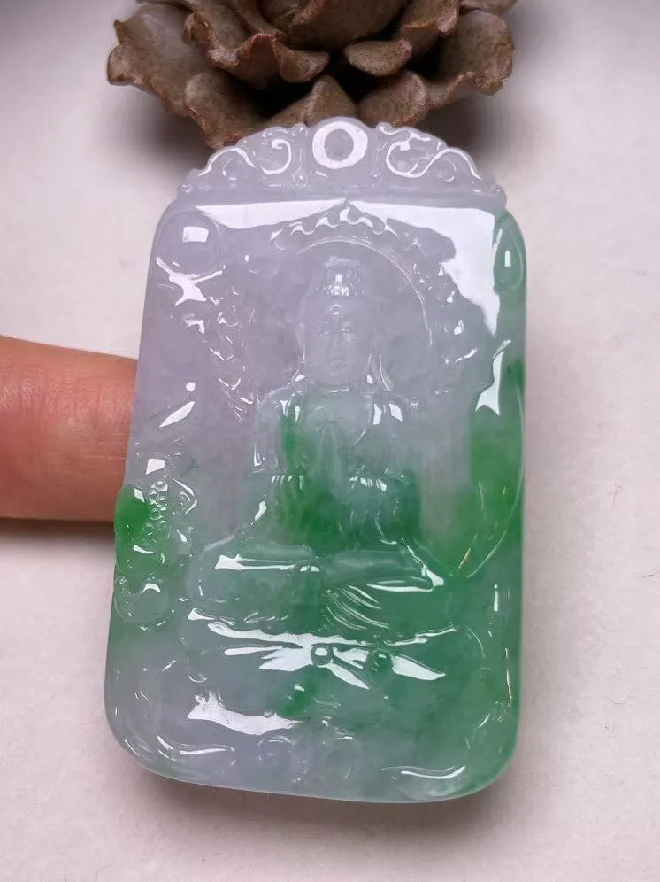 冰糯种飘绿【大日如来】吊坠，种水好，玉质细腻 ，卖相好