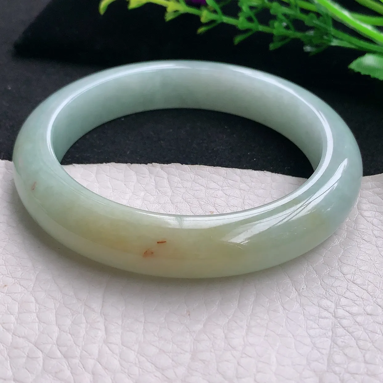 ss大圈口61.5*12.5*9.6平安镯 天然缅甸翡翠a货双彩大气宽边珠宝玉手镯