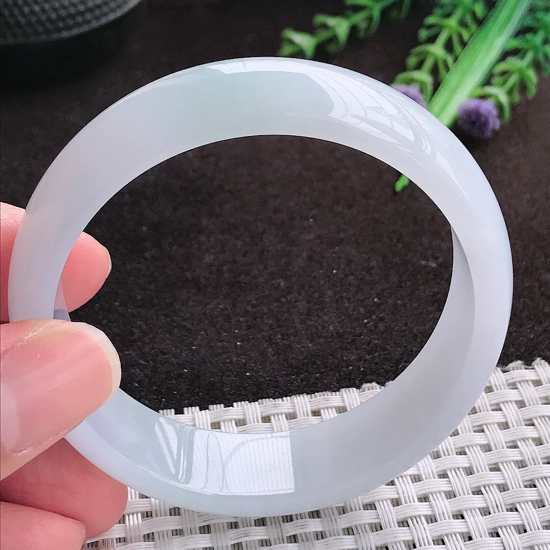 自然光56/15.6/6.6老坑冰纯起胶白月光轮胎手镯宽边翡翠玉镯手环