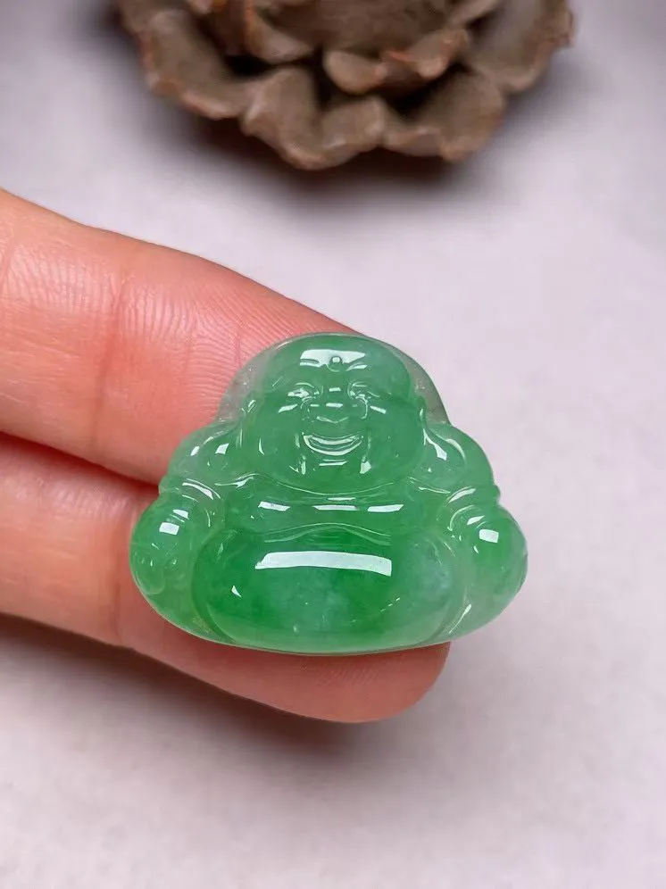 冰种飘绿【佛公】吊坠，种水好，玉质细腻 ，卖相好‘