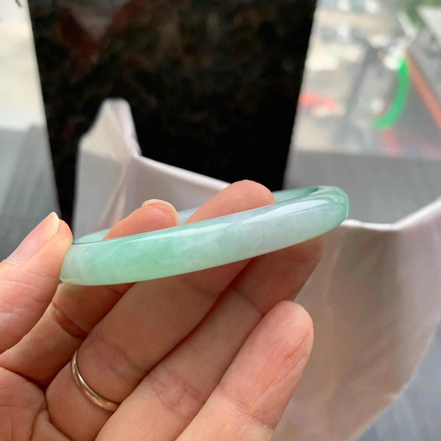 圆条冰绿 无瑕 尺寸:54.7/8.5 冰润