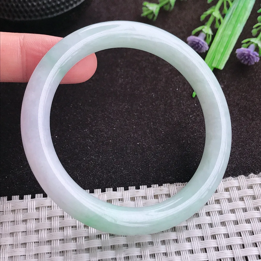 自然光55/8.8老坑秀气温润冰晴圆条手镯翡翠玉镯手环