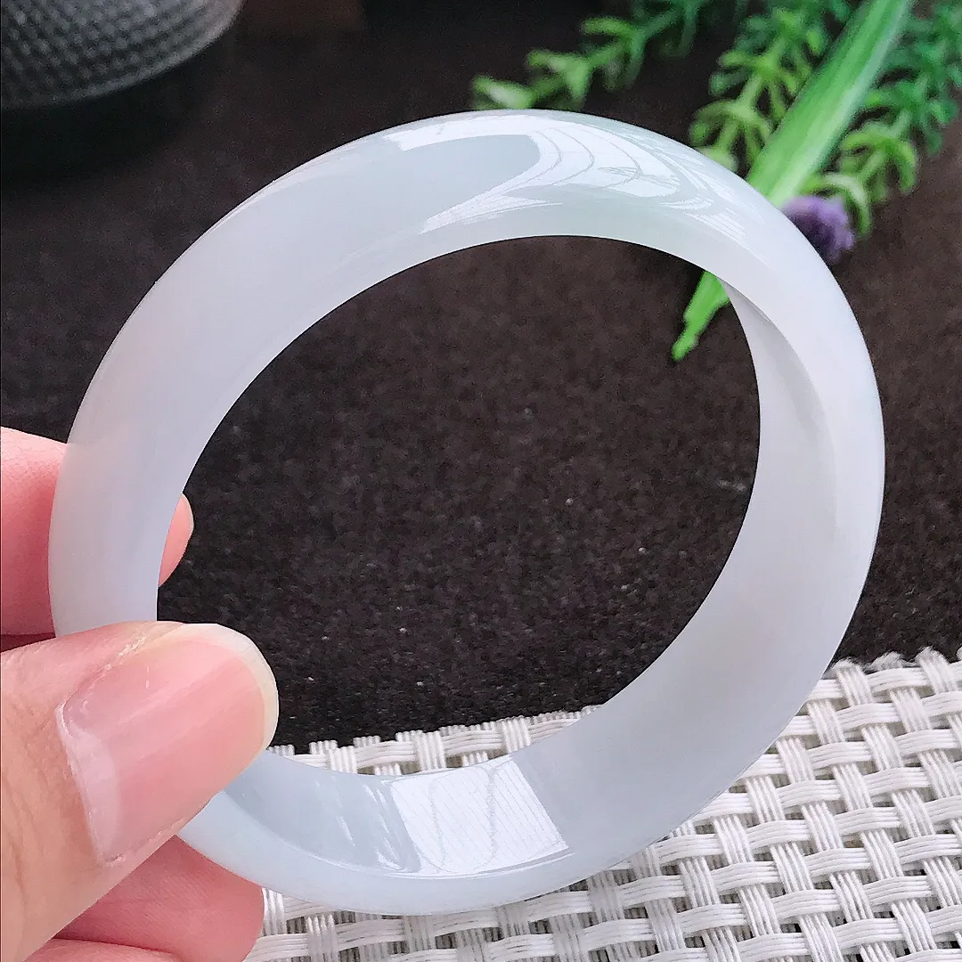 自然光56/15.6/6.6老坑冰纯起胶白月光轮胎手镯宽边翡翠玉镯手环