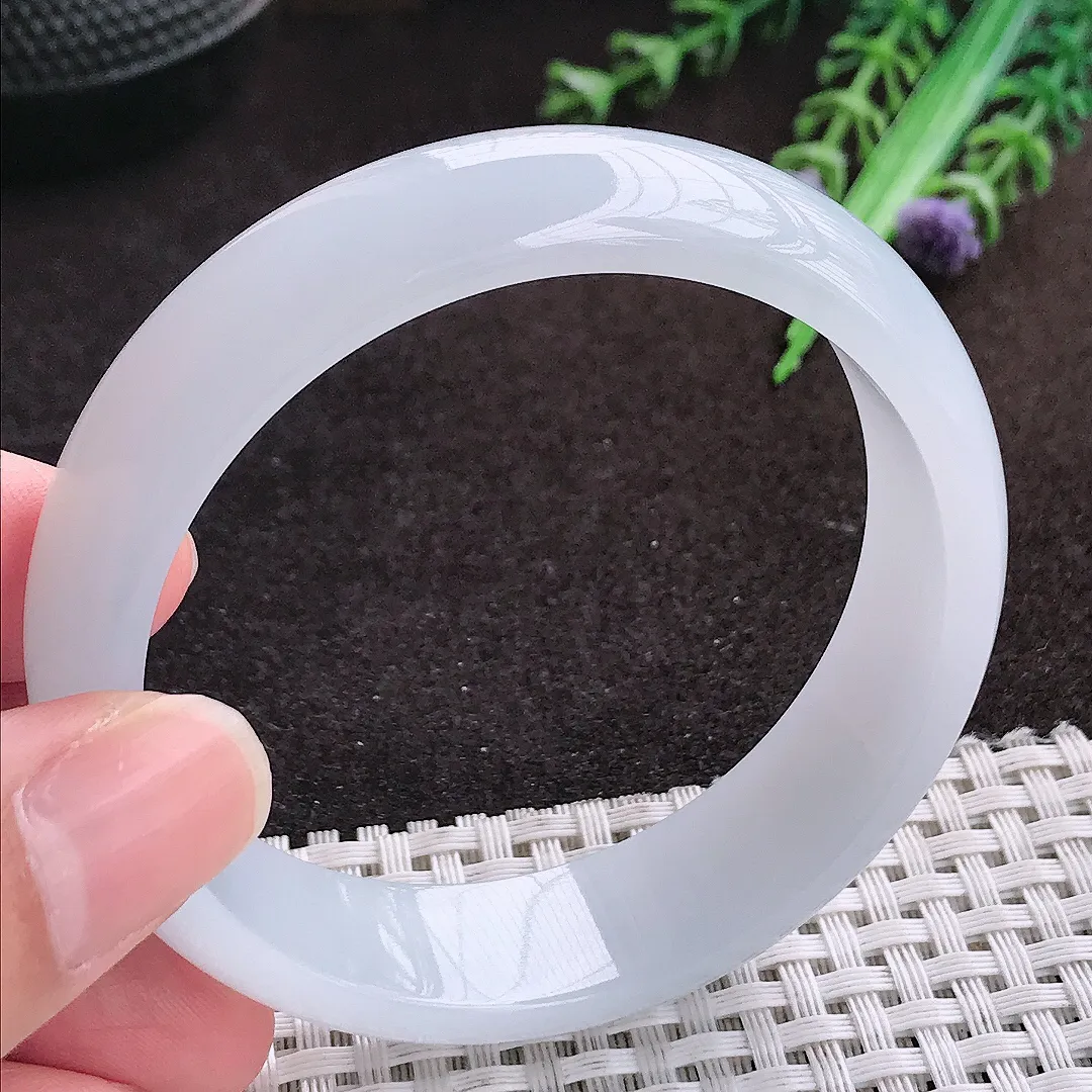 自然光56/15.6/6.6老坑冰纯起胶白月光轮胎手镯宽边翡翠玉镯手环