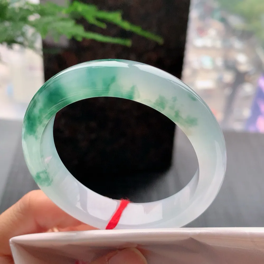 正圈冰玻飘花 无瑕 尺寸:54.1/13.3/8.7花美 种水好