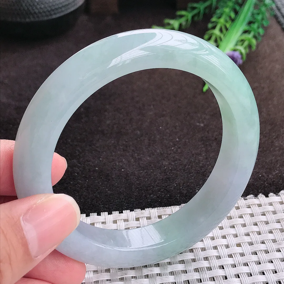 自然光59/12.4/9.6老坑冰胶水灵冰晴手镯宽边翡翠玉镯手环