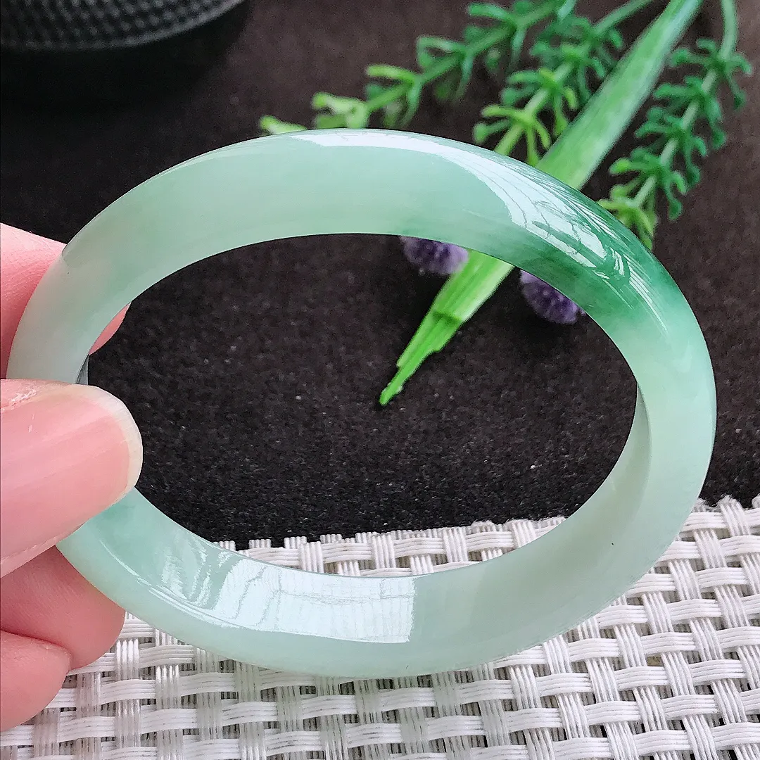 自然光54/46.5/12.3/7老坑精美冰润飘花贵妃手镯翡翠玉镯手环