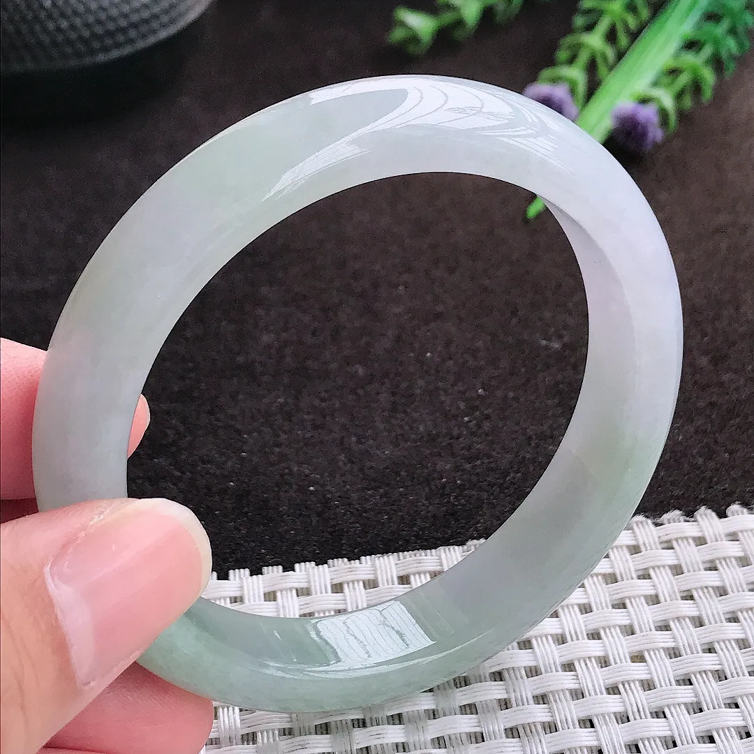 自然光56/12.5/7.9老坑冰胶水灵冰晴手镯宽边翡翠玉镯手环