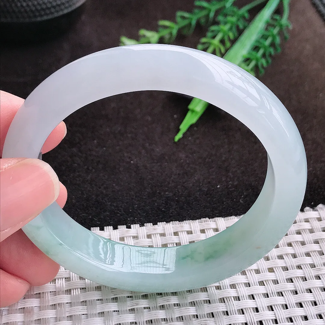 自然光58/52/13.1/8.8老坑冰胶水灵飘花大圈口贵妃手镯翡翠玉镯手环