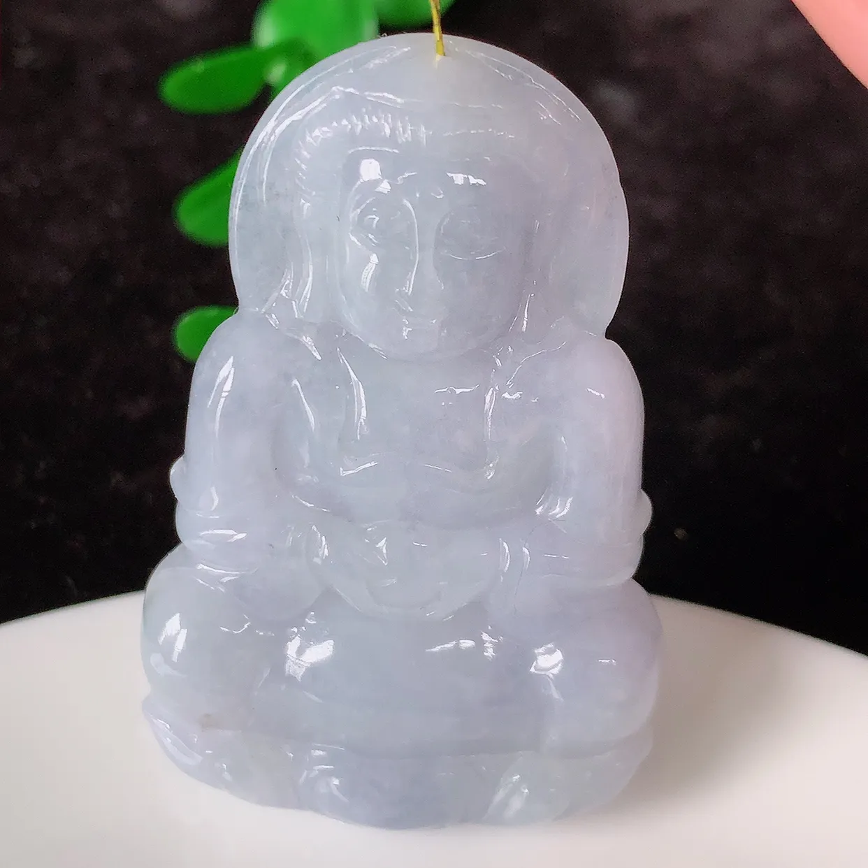 自然光实拍，冰胶紫罗兰翡翠观音吊坠，赐福翡翠观音，冰透，观音庇佑守护 ，送礼或自留佳选！#35.29