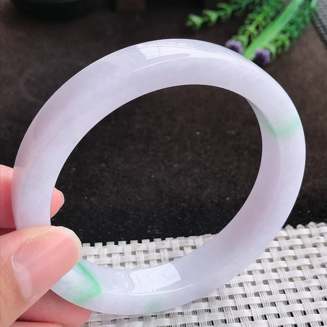 自然光64.5/12.6/8.3老坑冰润飘阳绿手镯大圈口翡翠方镯玉手环