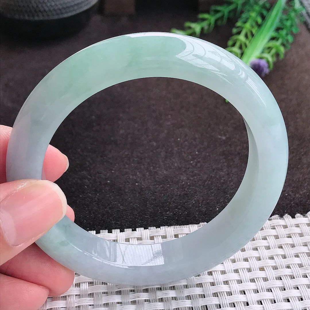 自然光59/12.4/9.6老坑冰胶水灵冰晴手镯宽边翡翠玉镯手环