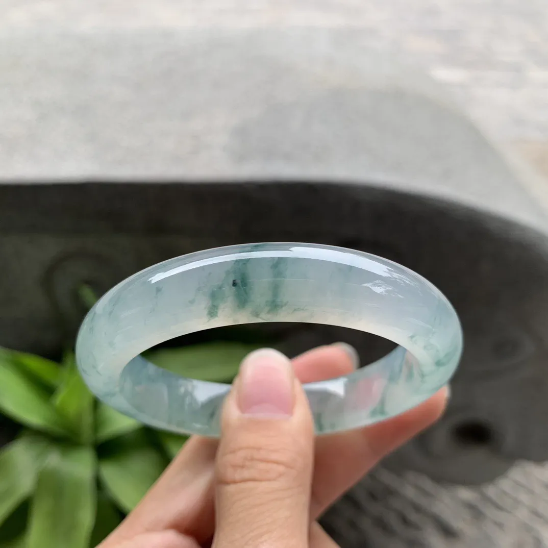 小圈口 53.3-11.4-8.5  【高冰飘花正圈手镯】正圈 53 54可戴